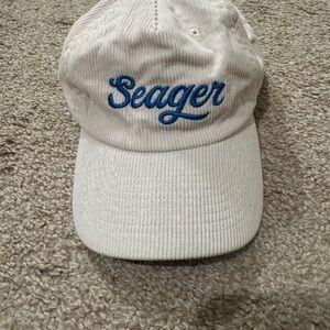 Off white Seager Corduroy Cap with Blue Embroidery
